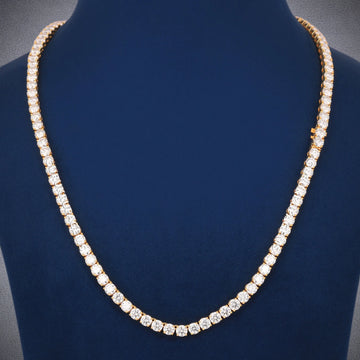 Unisex 24 Inch 3mm Rose Gold Diamond Tennis Chain Iced Out Necklace Gurukrupa-Gems