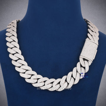 22 inch 22 mm heavy full white diamond cuban chain