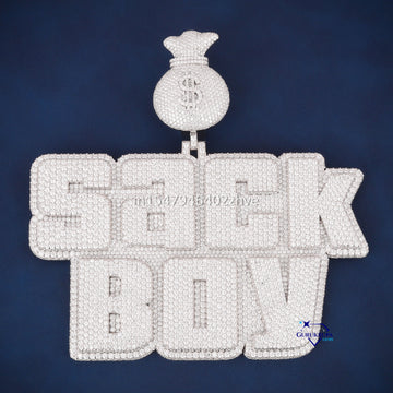 Custom letter bulky full white diamond vvs pass tester pendant