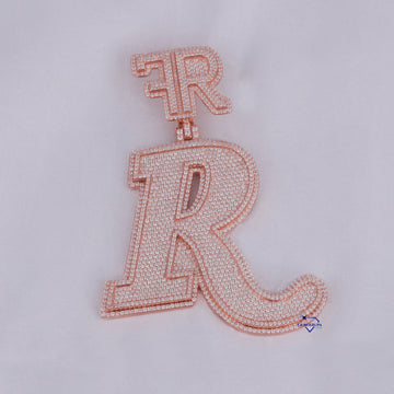 Customized trending initial letter pendant crafted in 14kt rose gold with labgrown diamonds