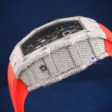 Mechanical branded red belt diamond watch for men