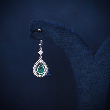 Wedding Pear Green gemstone diamond earrings Gurukrupa-Gems