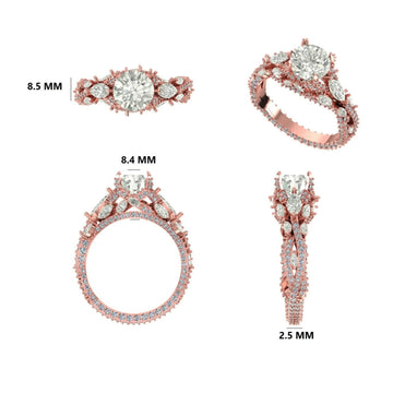 Halo Style Round Diamond Engagement Ring with Pavé Band in 14K Yellow Gold Gurukrupa-Gems