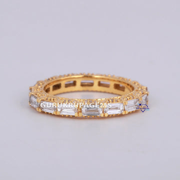 Womens baguette cut diamond band ring VVS clarity Gurukrupa-Gems