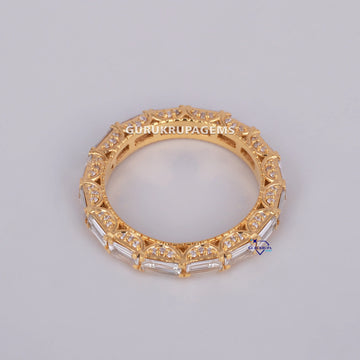 Womens baguette cut diamond band ring VVS clarity Gurukrupa-Gems