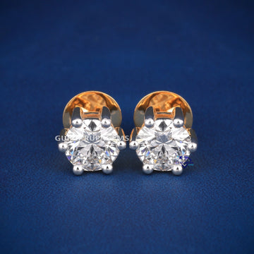 Womens day gift for round cut diamond moissanite earrings Gurukrupa-Gems