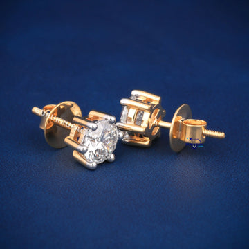 Womens day gift for round cut diamond moissanite earrings Gurukrupa-Gems