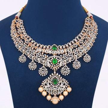 Womens wedding necklace with accented diamonds Gurukrupa-Gems