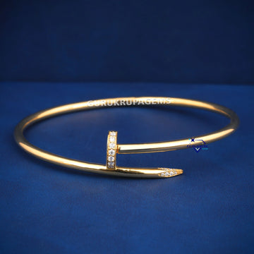 Yellow Gold Diamond Nail Bracelet for Men and Women Gurukrupa-Gems