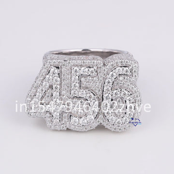 Custom made numeric count hip hop engraved brilliant round diamonds iced out for men - Gurukrupa - Gems