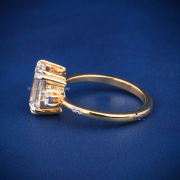 Emerald cut solitaire diamond ring VVS clarity - Gurukrupa-Gems