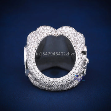 Flower Design Hip Hop Ring In 14KT White Gold With VVS Clarity Lab Diamond - Gurukrupa-Gems