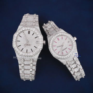 Fully white couple diamond VVS clarity watches - Gurukrupa-Gems