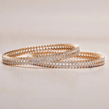 Illuminate Your Style with 14 kt lab grown round cut diamond classy bangles for women to wear at any occasion - Gurukrupa-Gems