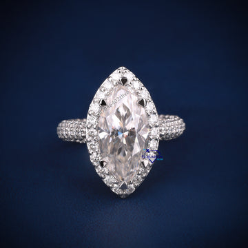 Marquise and round cut wedding diamond ring with VVS clarity