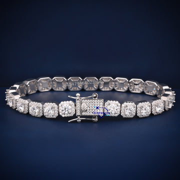 8 inch 8 mm women tennis style halo set diamond bracelet