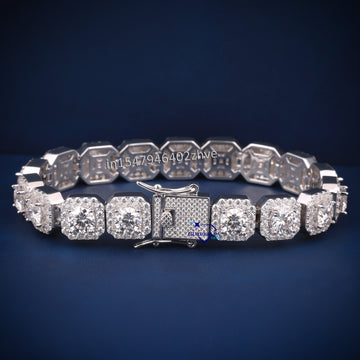 8 inch 11 mm tennis inspired halo set diamond bracelet