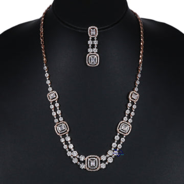 Designer necklace for women intricated in 14 kt rose gold lab grown diamond with vvs clarity diamonds