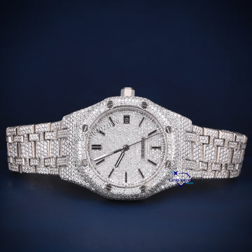 All white dial 36 mm womens hip hop diamond watch