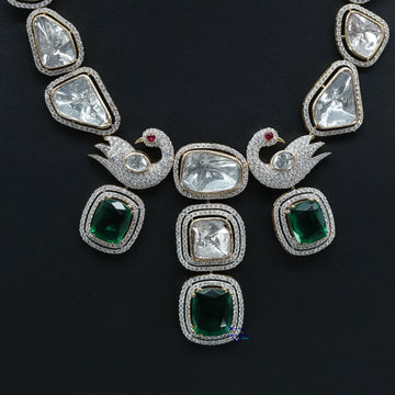 Introducing this unique polki statement piece necklace in 14 kt gold with lab diamonds