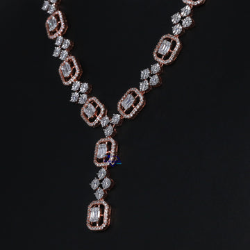 Meticulously crafted 14 kt rose gold lab grown diamond necklace for women in vvs clarity diamonds