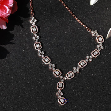 Meticulously crafted 14 kt rose gold lab grown diamond necklace for women in vvs clarity diamonds