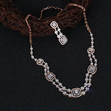 Designer necklace for women intricated in 14 kt rose gold lab grown diamond with vvs clarity diamonds