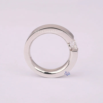 Lab Diamond 14KT White Gold Men's Ring Gift For Him - Gurukrupa-Gems