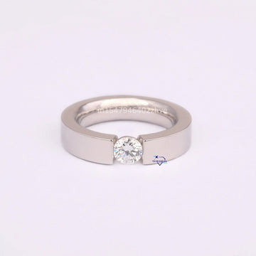 Lab Diamond 14KT White Gold Men's Ring Gift For Him - Gurukrupa-Gems