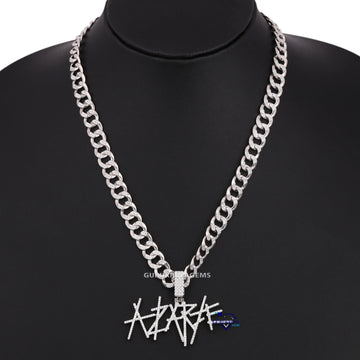 lab made diamond chain pendant for party wear custom diamond chain pendant 14kt white gold diamond chain pendant for party wear Gurukrupa-Gems