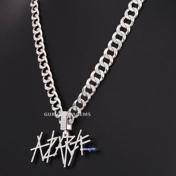 lab made diamond chain pendant for party wear custom diamond chain pendant 14kt white gold diamond chain pendant for party wear Gurukrupa-Gems
