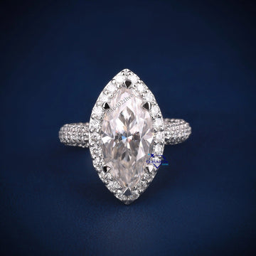 Marquise and Round Cut Wedding Diamond Ring with VVS Clarity - Gurukrupa-Gems