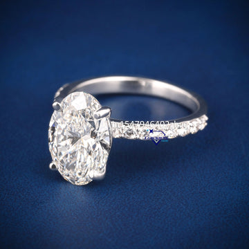 Pave set womens engagement wedding oval diamond ring - Gurukrupa-Gems