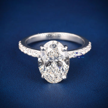 Pave set womens engagement wedding oval diamond ring - Gurukrupa-Gems