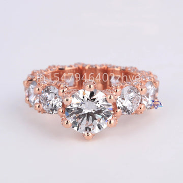 Rose gold 14kt lab grown diamond solitaire ring for men or women in vvs clarity round cut diamonds - Gurukrupa-Gems