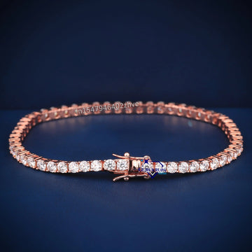 Rose gold VVS diamond 3 mm 7 inch tennis bracelet - Gurukrupa-Gems