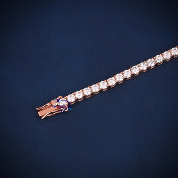 Rose gold VVS diamond 3 mm 7 inch tennis bracelet - Gurukrupa-Gems