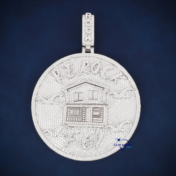 Round cut vvs clarity stacked designer diamond pendant - Gurukrupa - Gems