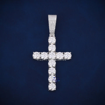 Tennis cross hip hop diamond pendant d color vvs clarity - Gurukrupa-Gems