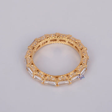 Womens baguette cut diamond band ring VVS clarity - Gurukrupa-Gems