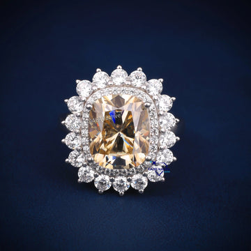 Yellow cushion diamond engagement diamond ring - Gurukrupa-Gems